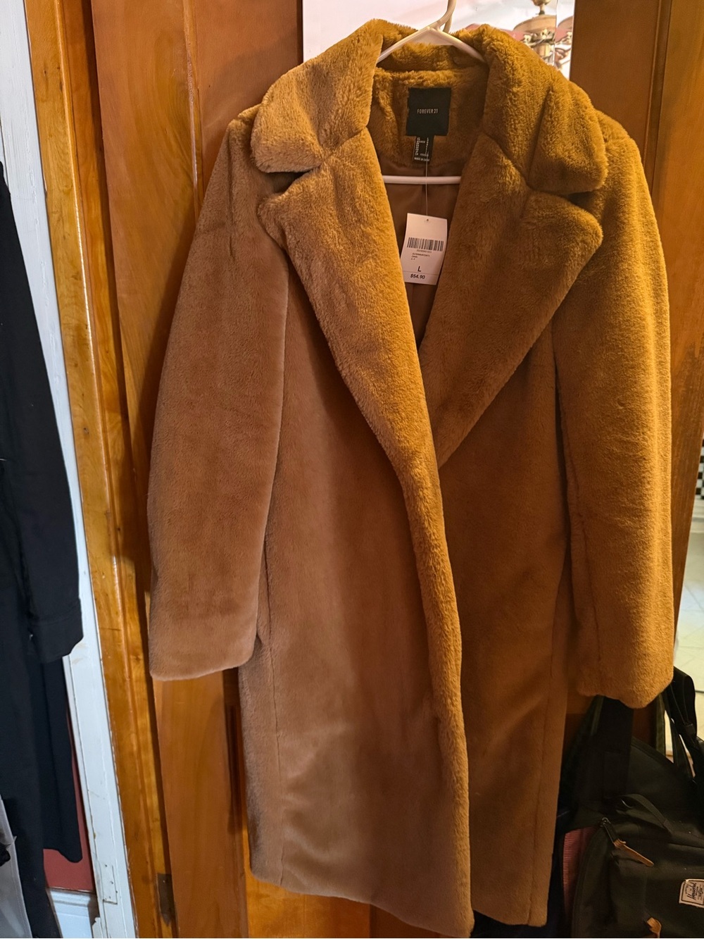 Forever 21 Teddy Faux Fur Coat in Camel Brown
